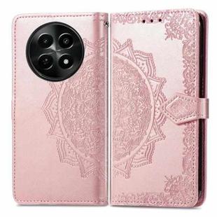 For  Realme 12 Mandala Flower Embossed Leather Phone Case(Rose  Gold)