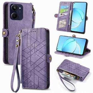 For Realme 10 4G Geometric Zipper Wallet Side Buckle Leather Phone Case(Purple)