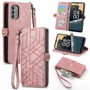 For Nokia G400 Geometric Zipper Wallet Side Buckle Leather Phone Case(Pink)