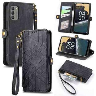 For Nokia G400 Geometric Zipper Wallet Side Buckle Leather Phone Case(Black)