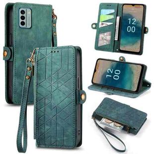 For Nokia G22 Geometric Zipper Wallet Side Buckle Leather Phone Case(Green)