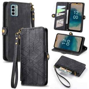 For Nokia G22 Geometric Zipper Wallet Side Buckle Leather Phone Case(Black)