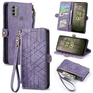 For Nokia C31 Geometric Zipper Wallet Side Buckle Leather Phone Case(Purple)