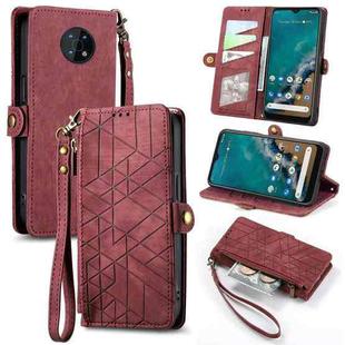 For Nokia G50 5G Geometric Zipper Wallet Side Buckle Leather Phone Case(Red)