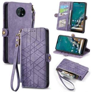 For Nokia G50 5G Geometric Zipper Wallet Side Buckle Leather Phone Case(Purple)