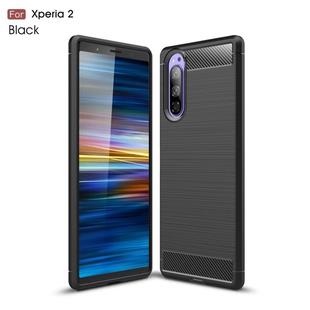 Brushed Texture Carbon Fiber TPU Case for Sony Xperia 2(Black)
