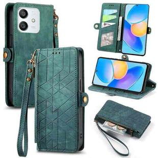 For Honor Play 6T Pro Geometric Zipper Wallet Side Buckle Leather Phone Case(Green)