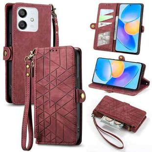 For Honor Play 6T Pro Geometric Zipper Wallet Side Buckle Leather Phone Case(Red)