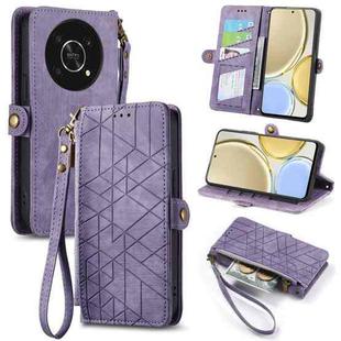 For Honor X30 Geometric Zipper Wallet Side Buckle Leather Phone Case(Purple)