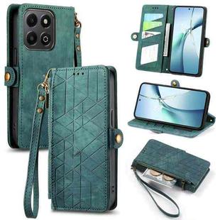 For Honor 200 Smart Geometric Zipper Wallet Side Buckle Leather Phone Case(Green)