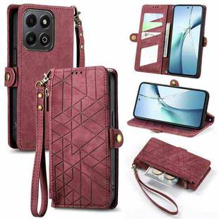 For Honor 200 Smart Geometric Zipper Wallet Side Buckle Leather Phone Case(Red)