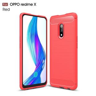 Brushed Texture Carbon Fiber TPU Case for OPPO Realme X(Red)