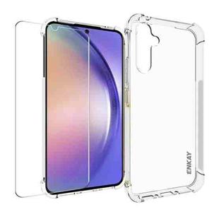 For Smausng Galaxy A34 5G ENKAY Transparent TPU Shockproof Phone Case with Glass Film