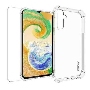 For Smausng Galaxy A24 5G ENKAY Transparent TPU Shockproof Phone Case with Glass Film