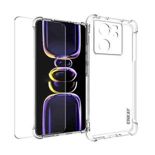 For Redmi K60 Ultra ENKAY Transparent TPU Shockproof Phone Case with Glass Film