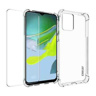 For Motorola Moto E13 4G ENKAY Transparent TPU Shockproof Phone Case with Glass Film