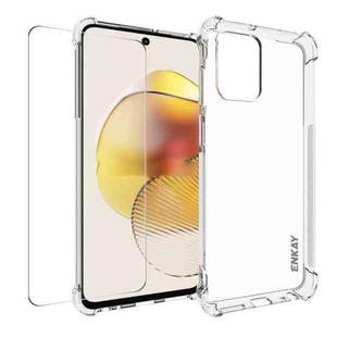 For Motorola Moto G73 5G ENKAY Transparent TPU Shockproof Phone Case with Glass Film