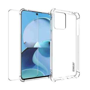For Motorola Moto G14 4G ENKAY Transparent TPU Shockproof Phone Case with Glass Film