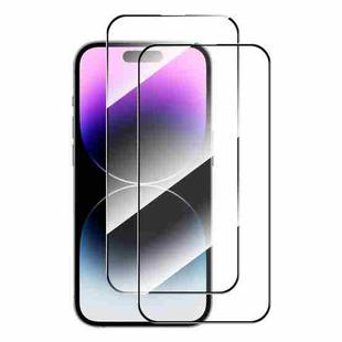 For iPhone 15 Pro 2pcs ENKAY Full Glue High Aluminum-silicon Tempered Glass Film