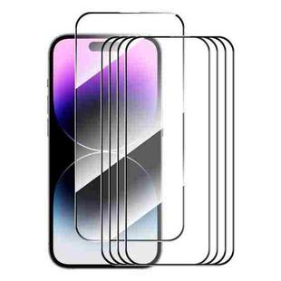 For iPhone 15 Pro Max 5pcs ENKAY Full Glue High Aluminum-silicon Tempered Glass Film