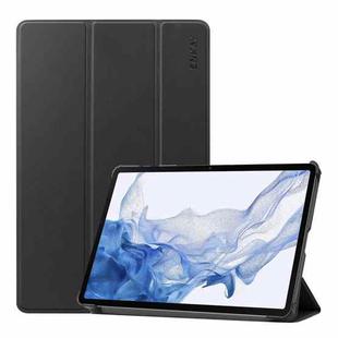 For Samsung Galaxy Tab S9 ENKAY Tri-fold Custer Texture Leather Smart Tablet Case(Black)