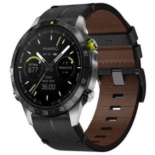 For Garmin MARQ Athlete (Gen 2) 22mm Leather Textured Watch Band(Black)