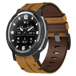 For Garmin Instinct Crossover 22mm Leather Texture Watch Band(Brown)