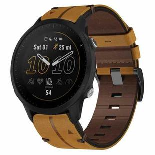 For Garmin Forerunner 955 22mm Leather Texture Watch Band(Brown)