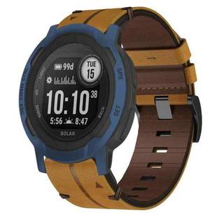 For Garmin  Instinct 2 Solar 22mm Leather Texture Watch Band(Brown)