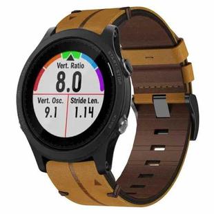 For Garmin Forerunner 935 22mm Leather Texture Watch Band(Brown)