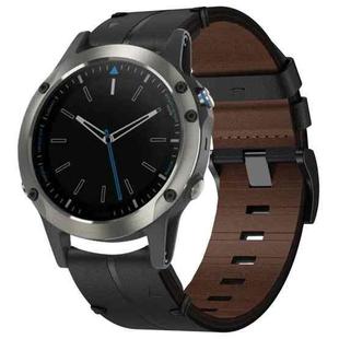 For Garmin Quatix 5 22mm Leather Texture Watch Band(Black)