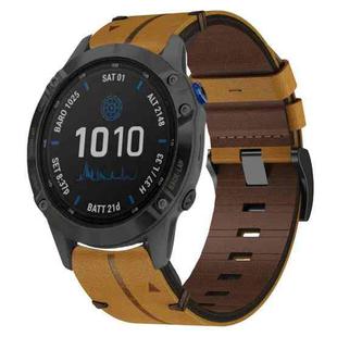 For Garmin Fenix 6 Pro GPS 22mm Leather Texture Watch Band(Brown)