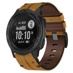 For Garmin Instinct 22mm Leather Texture Watch Band(Brown)