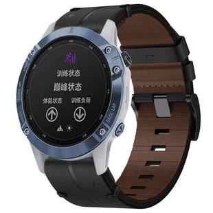 For Garmin Fenix 6 GPS 22mm Leather Texture Watch Band(Black)