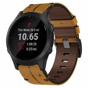 For Garmin Forerunner 945 22mm Leather Texture Watch Band(Brown)