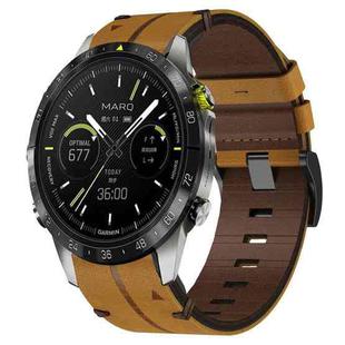 For Garmin MARQ Athlete 22mm Leather Textured Watch Band(Brown)