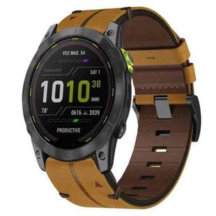 For Garmin Enduro 2 26mm Leather Texture Watch Band(Brown)