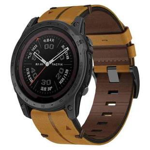 For Garmin Tactix 7 Pro 26mm Leather Texture Watch Band(Brown)