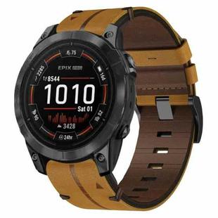 For Garmin Epix Pro 51mm 26mm Leather Texture Watch Band(Brown)