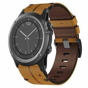 For Garmin Fenix 3 26mm Leather Texture Watch Band(Brown)