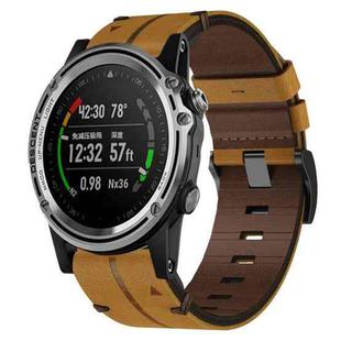 For Garmin Descent MK 1 26mm Leather Texture Watch Band(Brown)