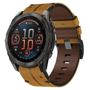 For Garmin Fenix 8 AMOLED 51mm Leather Textured 26mm Watch Band(Brown)