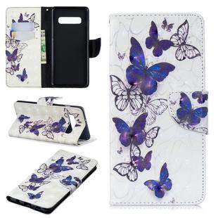 3D Colored Drawing Pattern Horizontal Flip Leather Case for Galaxy S10 Plus, with Holder & Card Slots & Wallet(Butterflies)