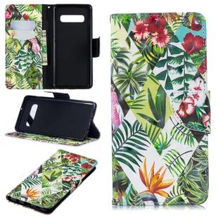 3D Colored Drawing Pattern Horizontal Flip Leather Case for Galaxy S10 Plus, with Holder & Card Slots & Wallet(Banana Leaf)