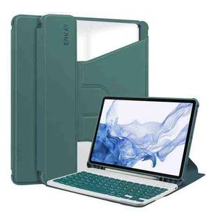 For Samsung Galaxy Tab S9 ENKAY 360 Degree Rotation Leather TPU Smart Case with Wireless Keyboard(Dark Green)