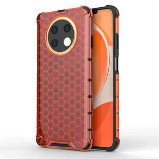 For Huawei Y91 Shockproof Honeycomb Phone Case(Red)