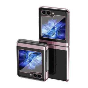 For  Samsung Galaxy Z Flip5   5G Electroplating Transparent PC Shockproof Phone Case(Rose gold)