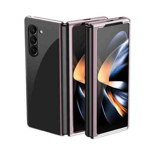 For Samsung Galaxy Z Fold5 5G Electroplating Transparent PC Shockproof Phone Case(Rose gold)