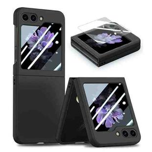 For Samsung Galaxy Z Flip5 JUNSUNMAY 9H Tempered Glass Protector Folding PC Phone Case(Black)
