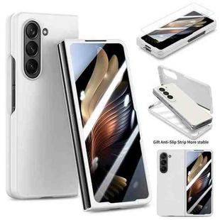 For Samsung Galaxy Z Fold5 JUNSUNMAY 9H Tempered Glass Protector Folding PC Phone Case(White)